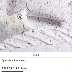 Ballet Dancer Print Bedding Set - Pink and White